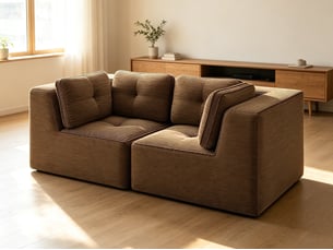 Canapé modulable 2 places au format compact, velours côtelé moelleux, salon ou chambre, 69 × 208 × 104 cm, marron