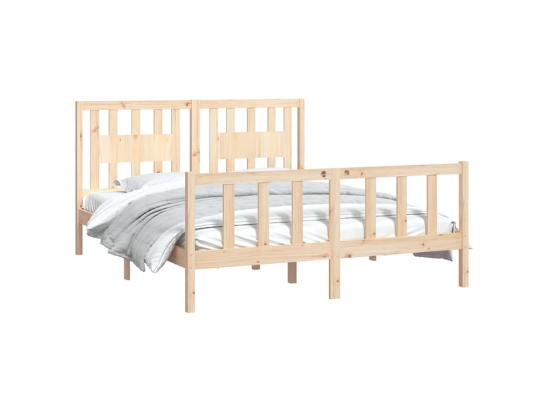  Lit double- lit adulte -  cadre de lit sans matelas bois massif de pin 160x200 cm  - Conforama B