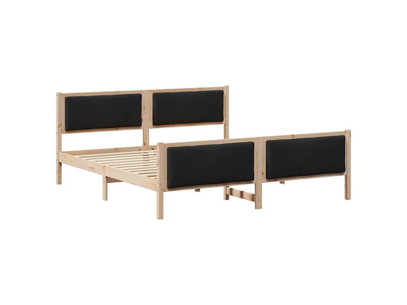 Lit double- lit adulte - cadre de lit avec tête de lit noir 200 x 200 cm tissu - Conforama A