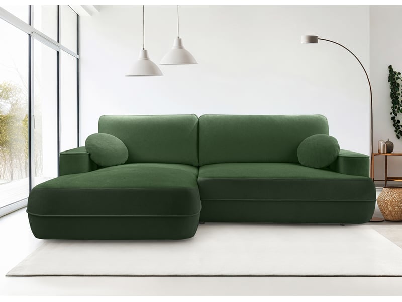 Canapé d’angle avec fonction lit peoni 267 cm vert élégant g Peoni - Conforama B