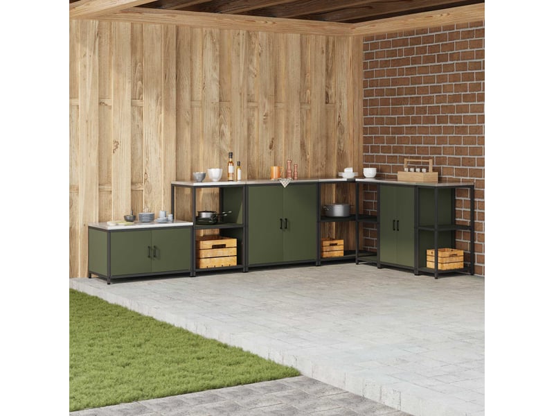  Étagère de cuisine, étagère de rangement hattem vert olive 60x50x92cm acier  - Conforama B