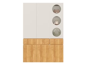 Armoire tcqpz 135 x 50 x 200 cm 6 portes 2 tiroirs penderie mdf et panneaux de particules gris et chêne clair