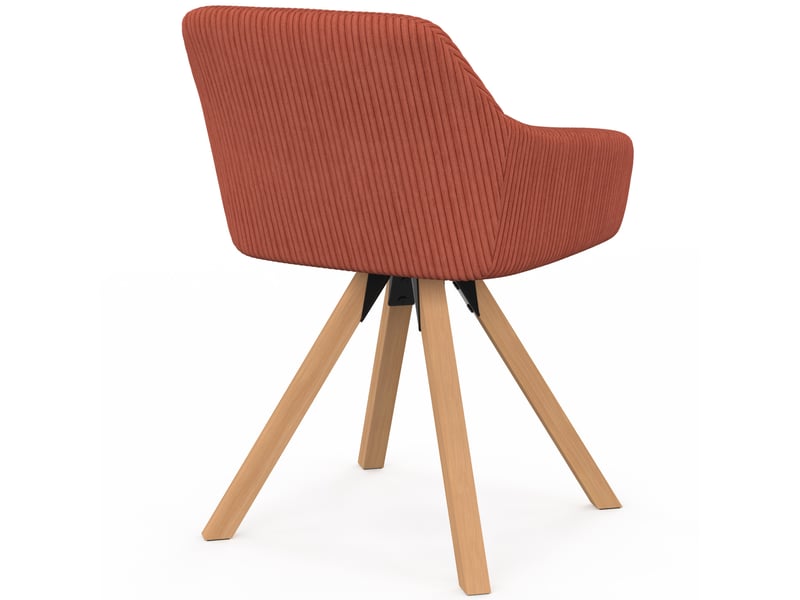 Lot de 2 chaises pivotantes de salle à manger, fauteuils de table jany en velours côtelé terracotta  - Conforama D