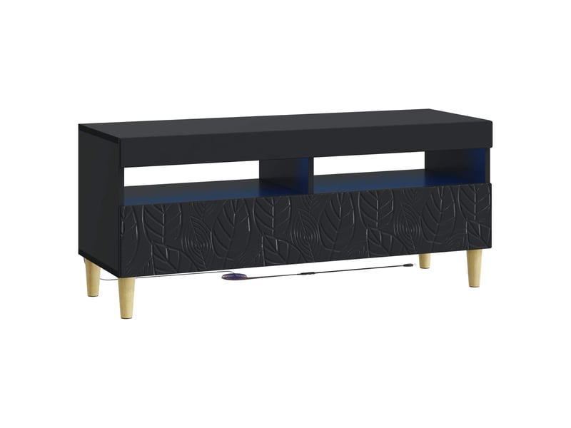  Ensemble de 3 meubles tv - banc tv - meuble de rangement led delft noir bois d'ingénierie  - Conforama E