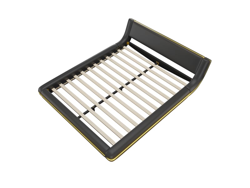  Lit au sol noir 160x200 cm en similicuir pu avec éclairage led d’ambiance  - Conforama D