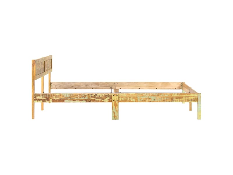  Lit double- lit adulte -  cadre de lit sans matelas bois de récupération massif 200x200cm  - Conforama C
