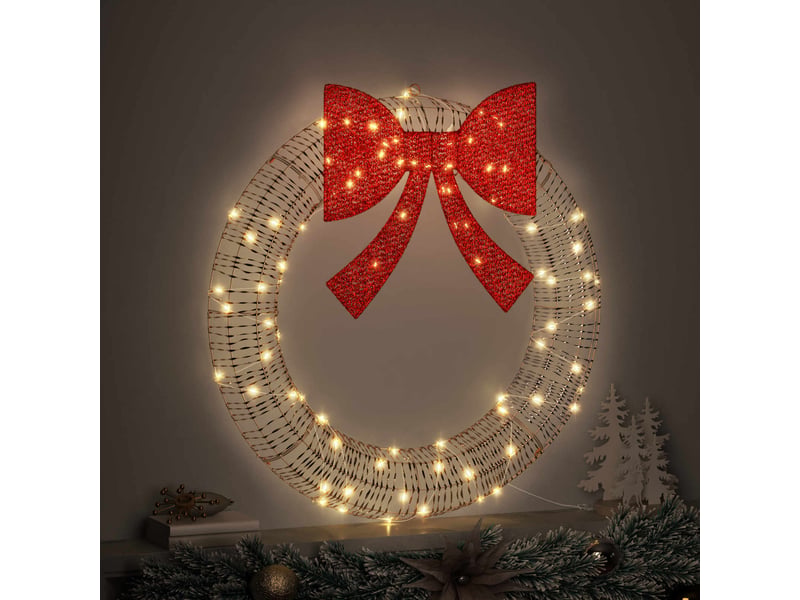  Couronne de noël, décoration de noël blanc chaud 75 x 75 x 8 cm pet 60 led cf61767  - Conforama C