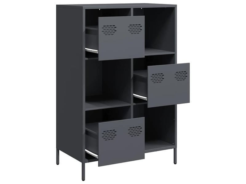  Buffet haut - bahut - meuble de rangement anthracite 68x39x103,5 cm acier  - Conforama D