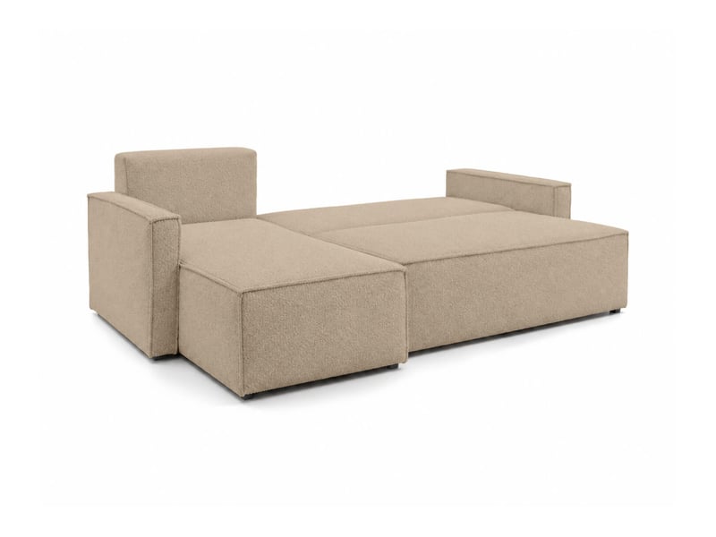  Farah - canapé d'angle reversible convertible 4 places accoudoirs slim en tissu bouclettes généreuses  - Conforama C