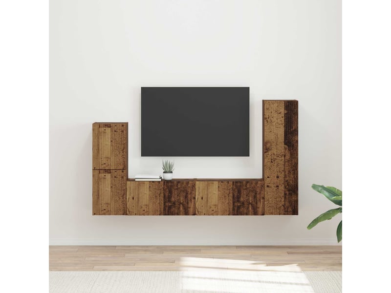  Ensemble meuble tv - banc tv - meuble de rangement 4 pcs bois ancien bois d'ingénierie  - Conforama B