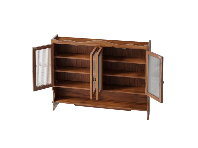  Armoire murale modèle retro 100 cm, marron, 4 portes, 2 niveaux rangement, crochets ouverts, cuisine salle bain  - Conforama D