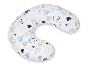Coussin appui-tête coeurs bleus