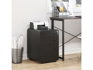 Caisson bureau mobile verrouillable avec 3 tiroirs pour format a4, lettre, légal, 39 x 48 x 59 cm, noir