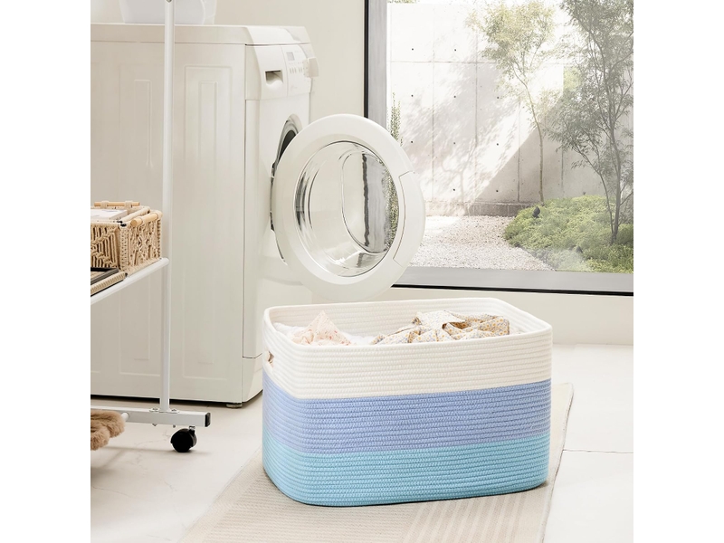  Panier de rangement corde coton tressé pour couverture - corbeille déco pour salon  - Conforama C