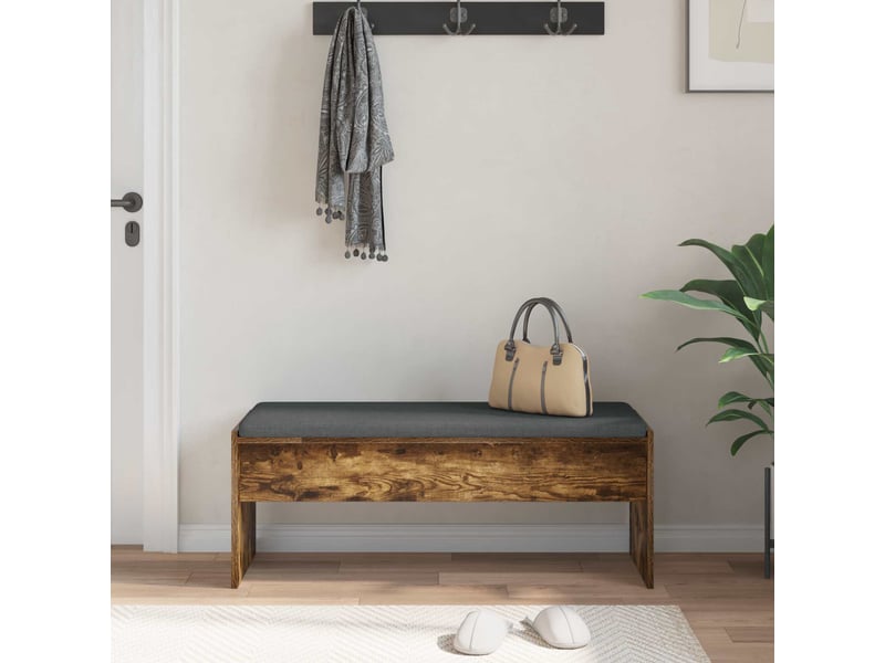  Banc d'entrée, banc interieur avec coussin chêne fumé 103x38x40 cm  - Conforama D