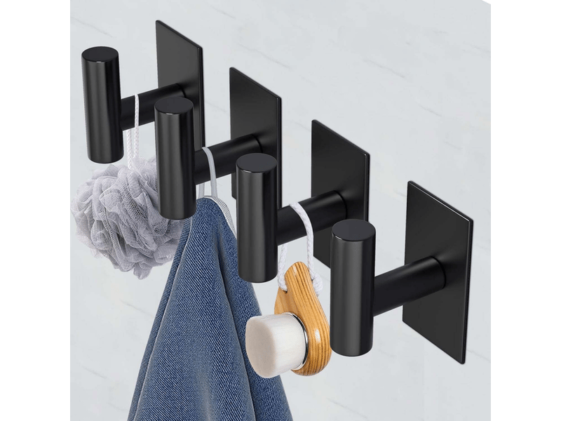  8 crochets muraux solides adhésifs pour serviettes, étanches et résistants, pour manteaux, vêtements, cuisine, salle de bain et placard, noir  - Conforama D