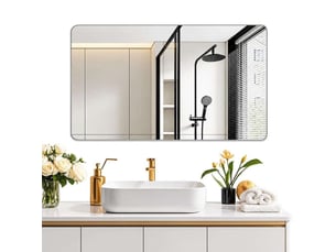 Grand miroir mural horizontal 100x60 cm verre trempé hd anti-éclats pour salle de bain