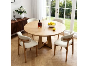 Ensemble table rond(e) 0 banc(s) 4 chaise(s) 0 tabouret(s) inclu(s) Sol Morn