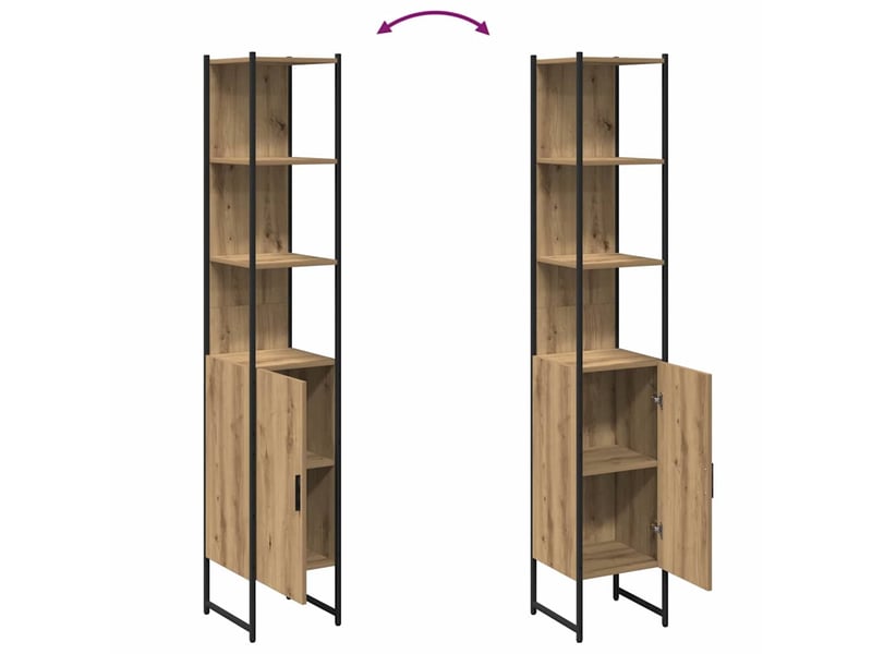 Armoire de salle de bain, cabinet de salle de bain chêne artisanal 33 x 33 x 185,5 cm cf65064 - Conforama E