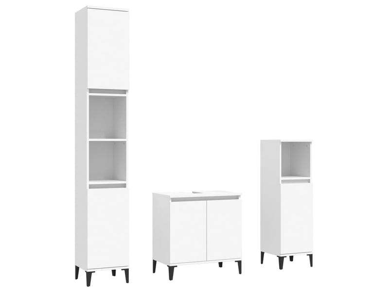 Ensemble de meubles salle de bain 3 pcs blanc bois d'ingénierie cf63936 - Conforama A