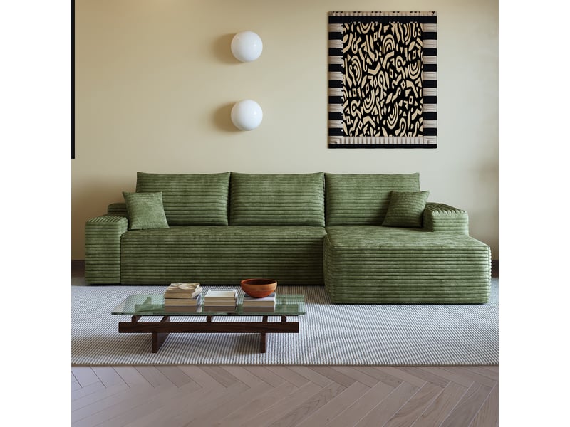 Canapé d'angle modulaire 270 x 175 x 83 cm 2 places en l, assise profonde, sans montage, canapé compressé pour salon, vert Bliss Lite - Conforama D