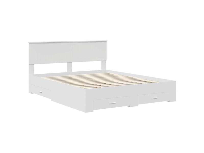  Lit double- lit adulte -  cadre de lit avec tiroir blanc 160 x 200 cm bois d'ingénierie  - Conforama C