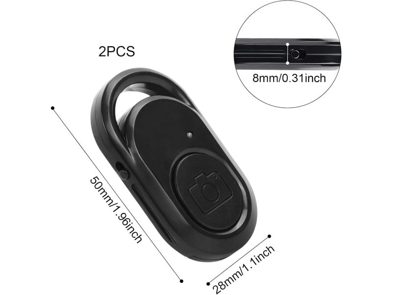 Paire de télécommandes bluetooth pour selfies et appareils photo, déclencheur sans fil compatible avec iphone et android - Conforama B