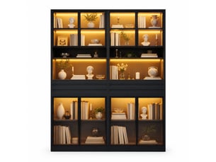 Vitrine coloris noir  STILVORA  - 160 cmx200 cm