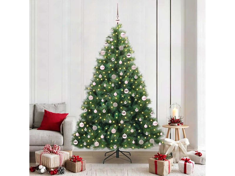  Sapin de noël artificiel, arbre de noël avec 300 led vert 210 cm pe et pvc shl9675  - Conforama B