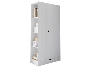 Armoire penderie 1 porte avec étagères et tiroirs blanc 70x40x170 cm