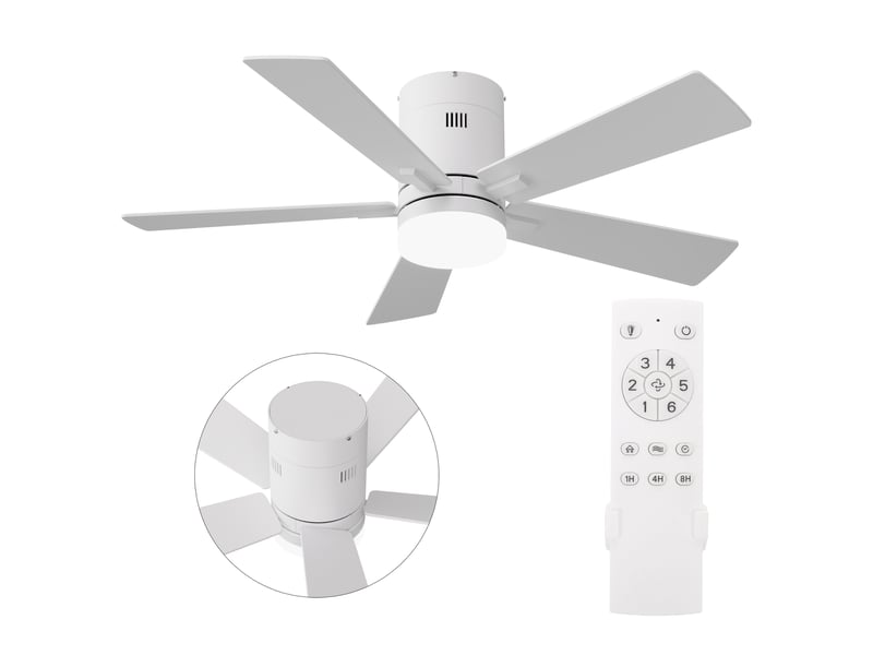  Ventilateur de plafond avec lumière led, 6 vitesses de ventilation, éclairage tricolore,blanc  - Conforama A