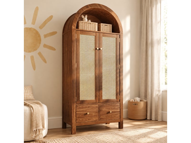  Armoire 78x45x181 cm 2 portes 2 tiroirs mdf noyer  - Conforama B