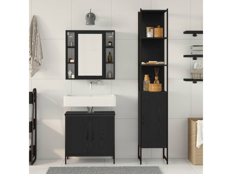 Ensembles de salle de bain, meubles de salle de bain 3 pc noir 33 x 33 x 185,5 cm cf64770 - Conforama D