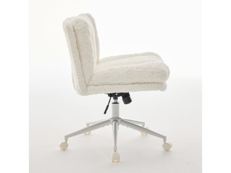  Chaise de bureau de1875cm crème 26,4 avec siège large pivotant et base métal réglable  - Conforama D