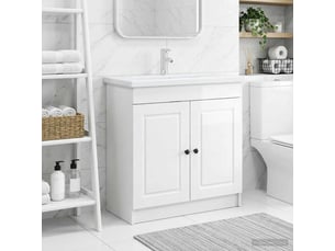 Armoire sous évier de salle de bain, meuble de rangement blanc brillant shl1793