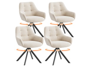 Lot 4 chaise pivotante premium avec demi-accoudoirs - chaise rotation à 360°base métallique haute stabilité, beige