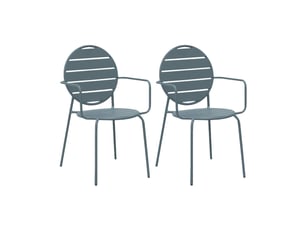 Lot de 2 fauteuils de jardin dossier rond en métal bleu gris - baca
