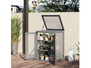 Serre de jardin 3 niveaux 58x44x78 cm – gris foncé – 2 portes, toit ouvrant et étagères amovibles