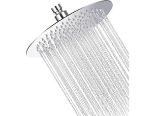 Shower head round stainless steel shower head with water saving effect, 304 stainless steel 360° rotating, easy to install and clean, 25 cm
