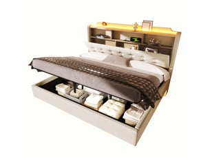 Lit coffre 180x200 cm <strong>HAUSS SPOLE</strong> <strong></strong> coloris beige