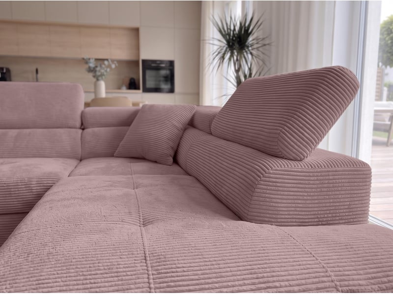  Canapé convertible 276 cm avec coffre et têtières – rose Konak - Conforama D