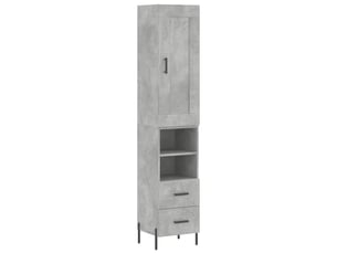 Buffet haut - bahut - meuble de rangement gris béton 34,5x34x180 cm bois d'ingénierie