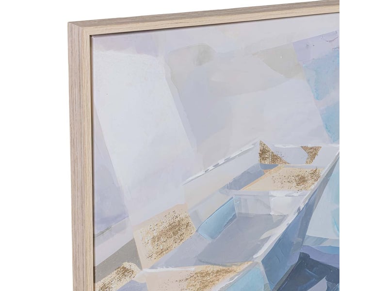  Tableau peint à la main avec cadre en bois bleu 103x4x103h cm  - Conforama E