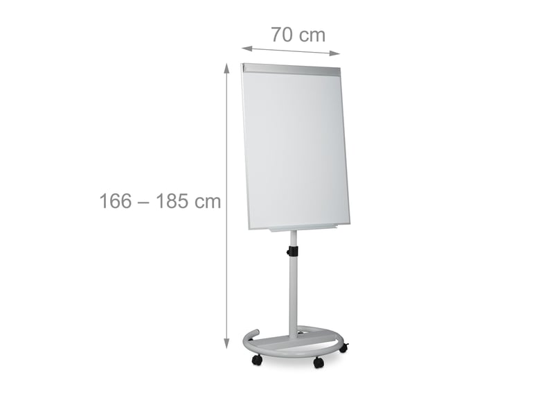  Tableau blanc mobile de présentation réglable hauteur 180 x 90 cm pratiques roulettes et rangement en métal blanc 13_0008556  - Conforama B