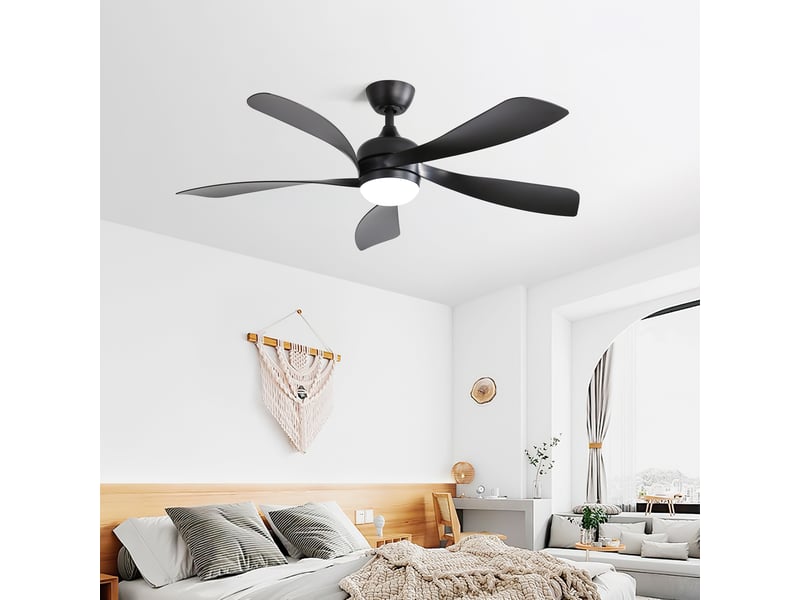  Ventilateur de plafond led 132cm silencieux moteur dc réversible, 6 vitesses, lumière dimmable 3 couleurs avec télécommande  - Conforama E