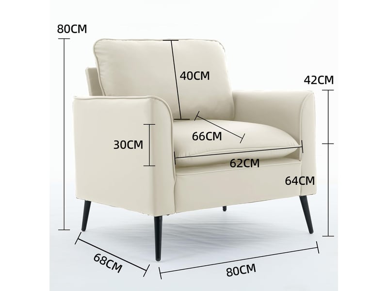  Fauteuil tcqpz 1 place en simili blanc 80 x 68 x 80 cm pour salon chambre balcon ou bureau  - Conforama C