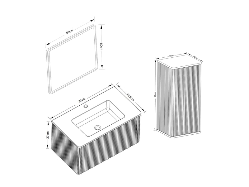  Ensemble meuble salle de bain avec vasque 60 cm suspendu miroir led antibuée rangement  - Conforama C
