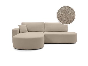 Canapé d'angle réversible convertible LOUNGITUDE KIARA 5 places Tissu bouclette Taupe