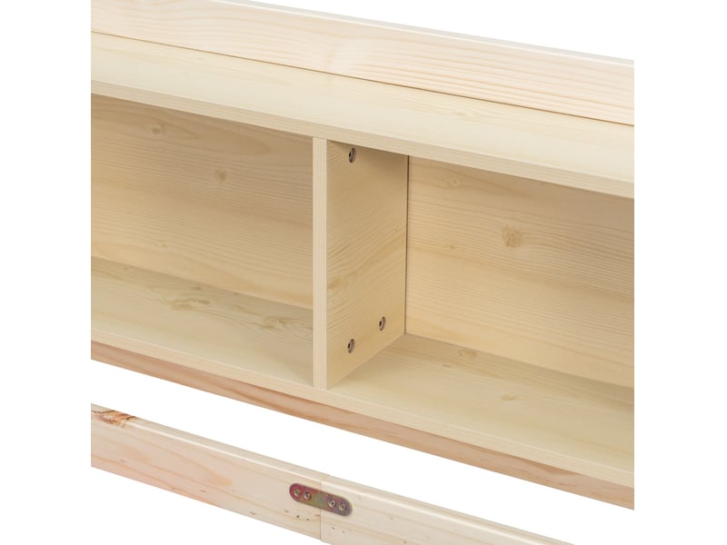  Lit enfant au sol maison 90x200 cm avec étagères et barrières, naturel  - Conforama B