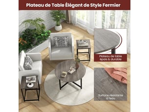 Table basse  coloris gris GIANTEX 